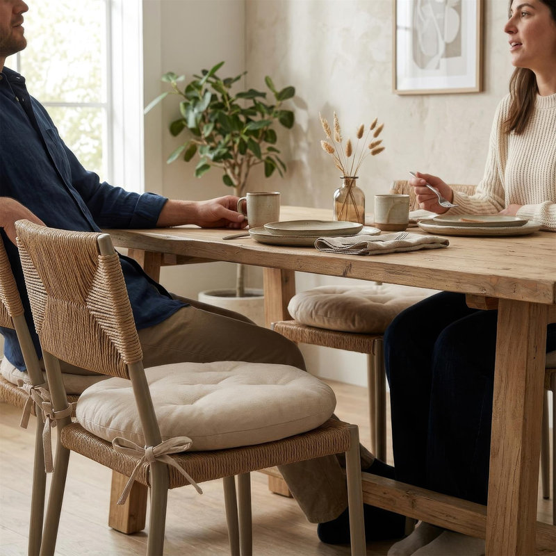 Comfortable Round Chair Seat Pad – Upgrade dining chairs, kitchen seating and garden furniture with this 40 x 40cm round chair cushion, combining comfortable padding with contemporary styling for versatile use across indoor and outdoor seating areas.