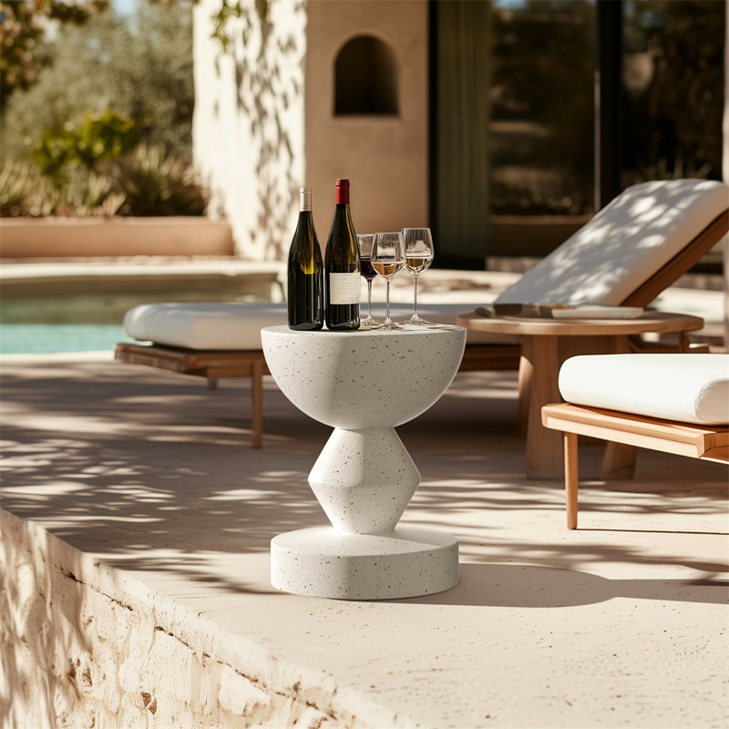 Accent Table Concrete Side End Table For Balcony Garden