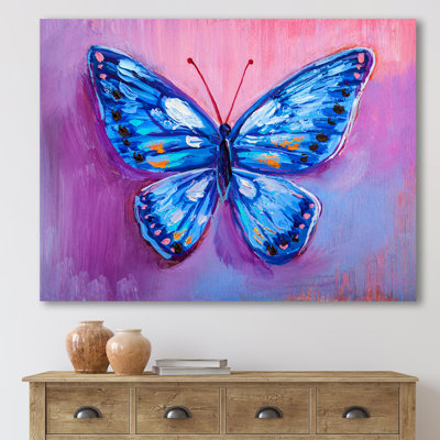 «Vintage Blue Butterfly I», reproduction sur toile