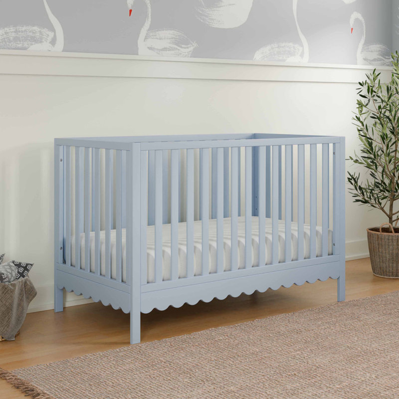 Powder Blue Pine Wood 4-in-1 Convertible Crib