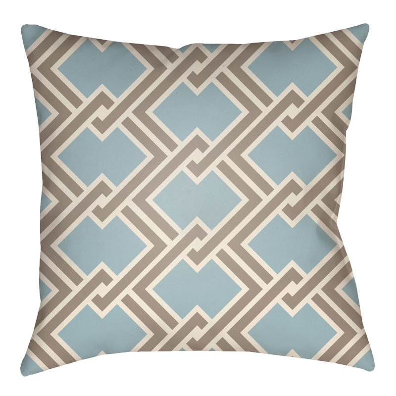 Litchfield Cabana Geometric Reversible Throw Pillow, 16" H x 16" W, Light Blue/Taupe