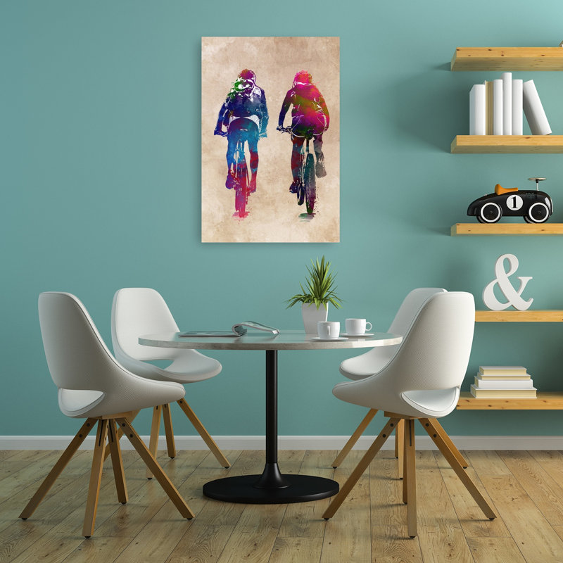 «Vibrant Cycling Journey», art mural contemporain, H 36 po x l 24 po