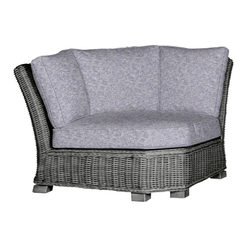 Canapé d'angle modulaire rustique tissé gris ardoise, Gris ardoise, Welt, Blanc naturel