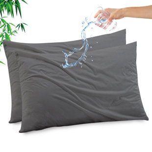 Protège-oreillers imperméables Gogreen avec fermeture à glissière de taille standard, housse de coussin en rayonne de refroidissement en bambou à fermeture à glissière, housse de housse de protection contre les acariens et les allergènes (2 paquet (Ensemble de 2)
