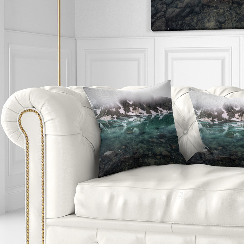 Oreiller imprimé Mountain Lake, 18" x 18", Coussin décoratif