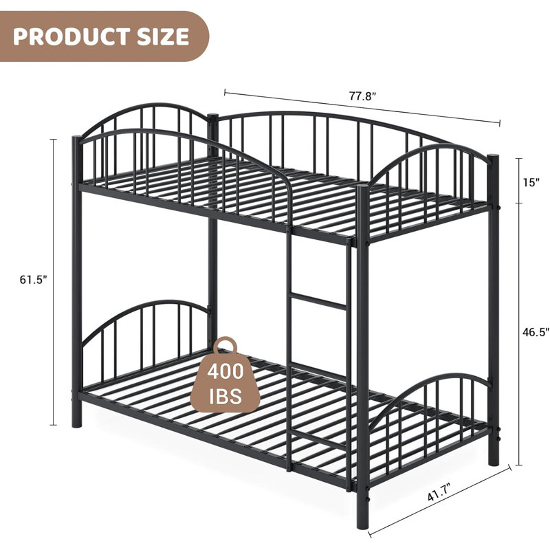 Bunk Bed Twin Over Twin, Black