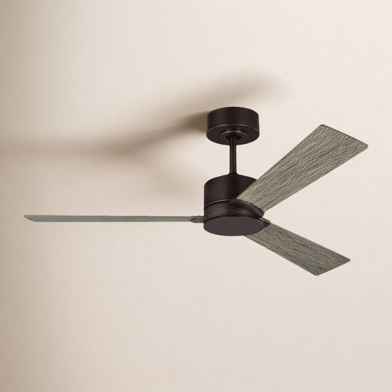 Rozzen Downrod Ceiling Fan, Black/Walnut, 44", Midnight Black