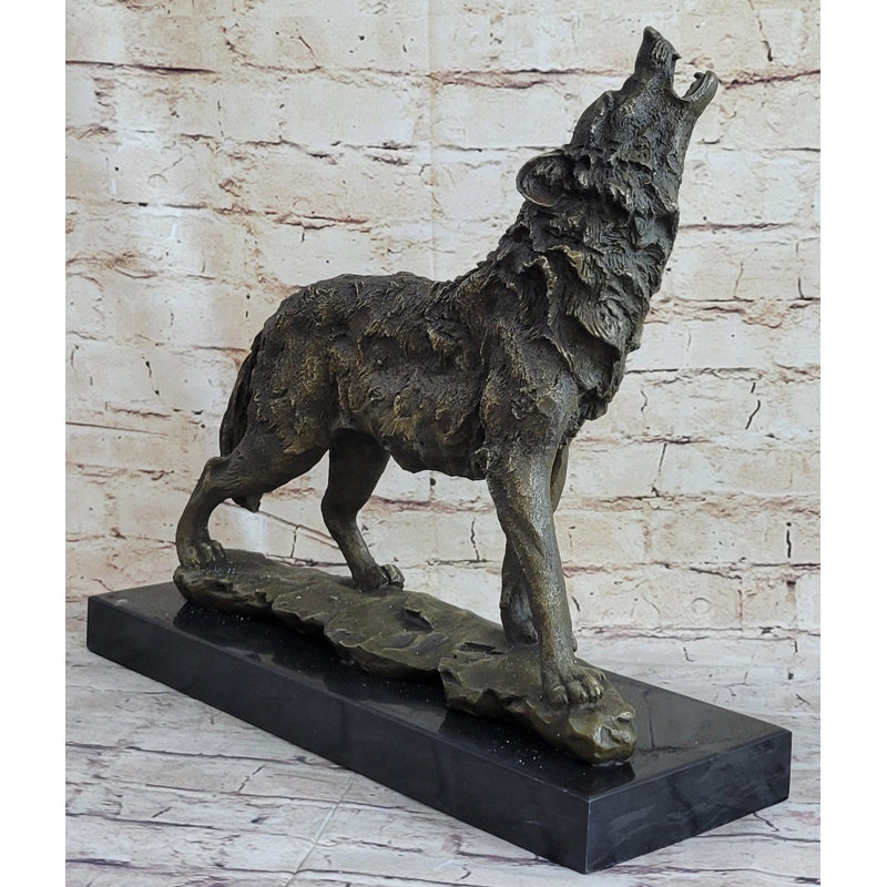 Sculpture de loup, loup-garou, bronze, art 13,5 po x 15 po
