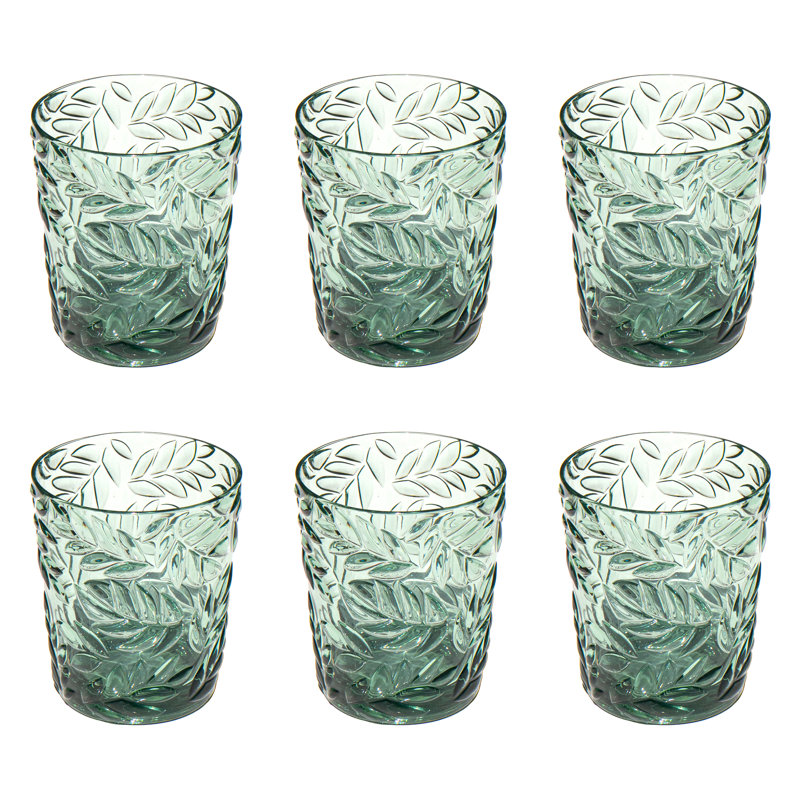 Verre en acrylique embossé à feuilles - Sauge - 17 oz - Ensemble de 6, 17 oz
