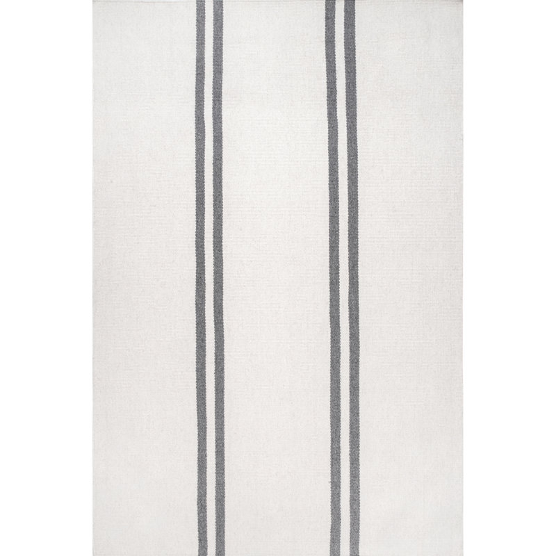 Elowen Double Striped Wool Area Rug, Rectangle 6' x 9'