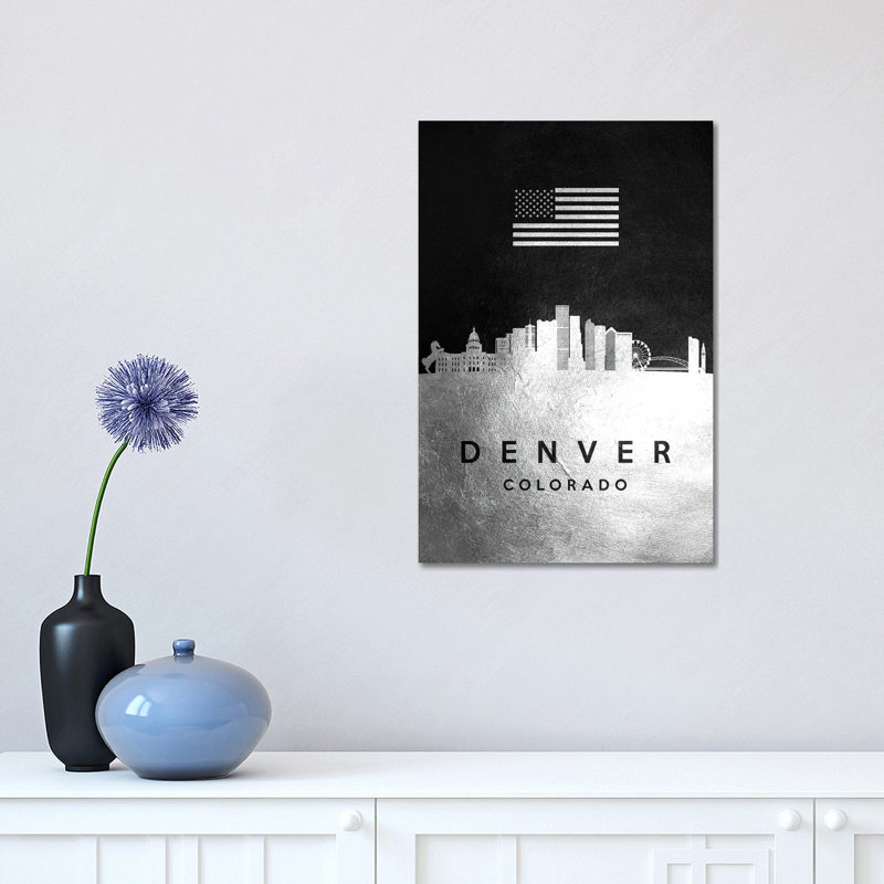 «Birmingham Alabama Silver Skyline» par Adrian Baldovino, impression sur toile tendue, Denver, Colorado