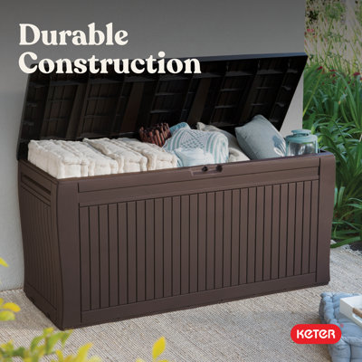 Keter Comfy 71 Gallon Durable Resin Outdoor Storage and Organization Deck Box Ideal For Garden Patio Furniture and Supplies (Choose Color)