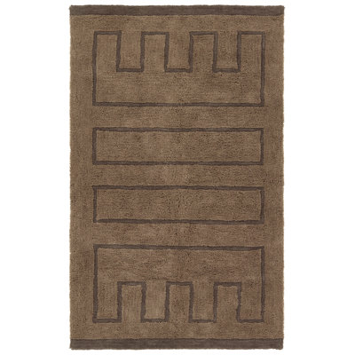 Ferriera Handtufted Washable Wool Blend Geometric Brown Area Rug