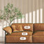 Canapé modulaire orange en cuir véritable-286563424-286563428