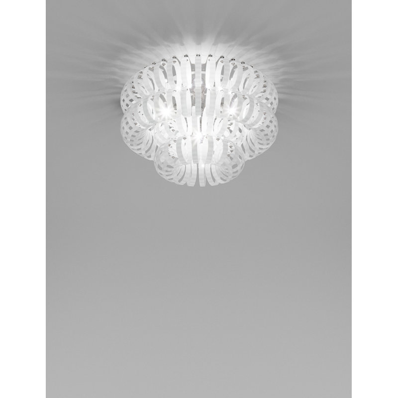 Ecos 3 - Light Flush Mount, Glossy Chrome, White Striped