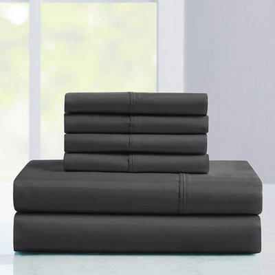 Kathy Ireland 1200tc 6 Piece Cotton Rich Damask Stripe Sheet Set