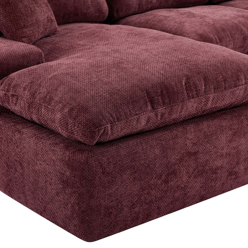 Canapé modulaire Cloud rembourré 107,9 "avec coussin double couche et poches latérales, Chenille rouge
