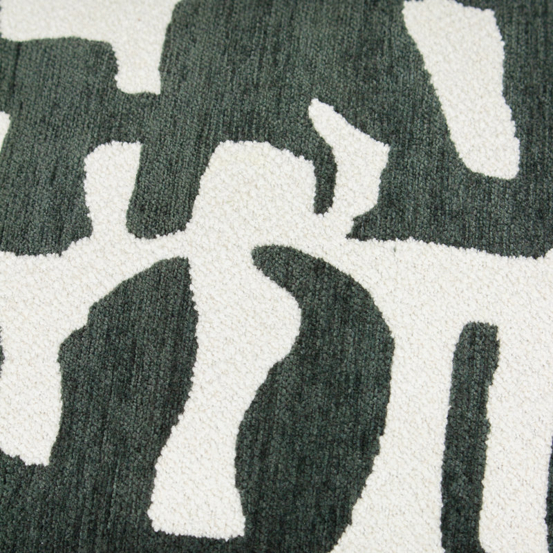 Caval Abstract Square Throw Cushion, Green/White