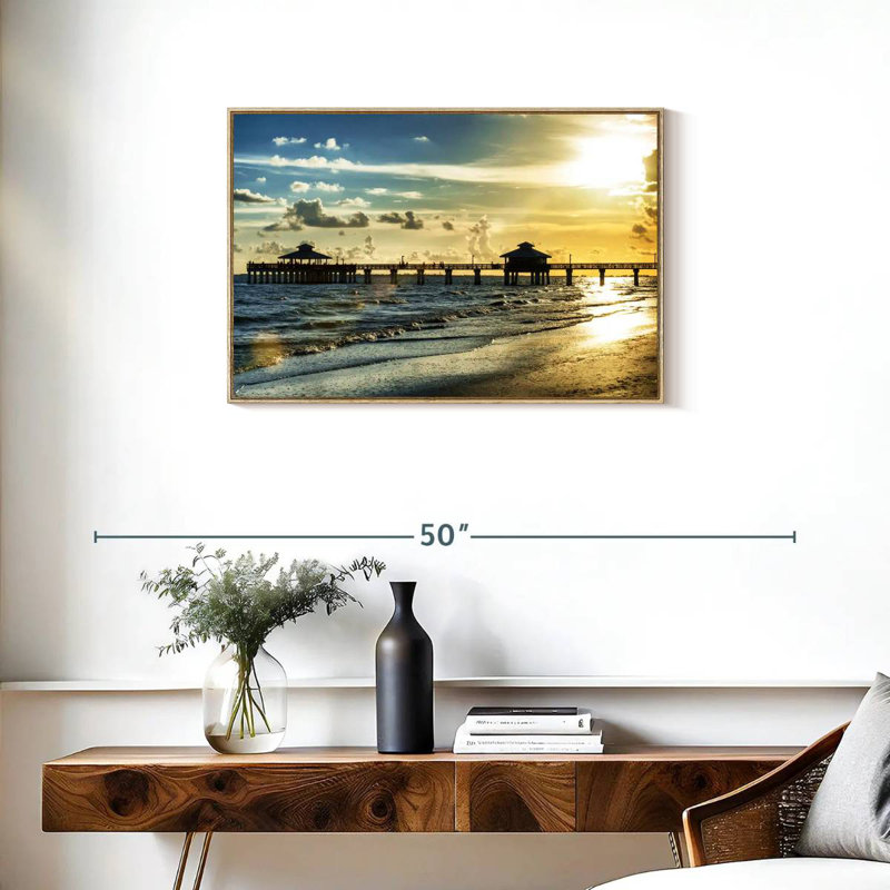 Fort Myers Pier, Cadre flottant en bois naturel, 46 po x 31 po