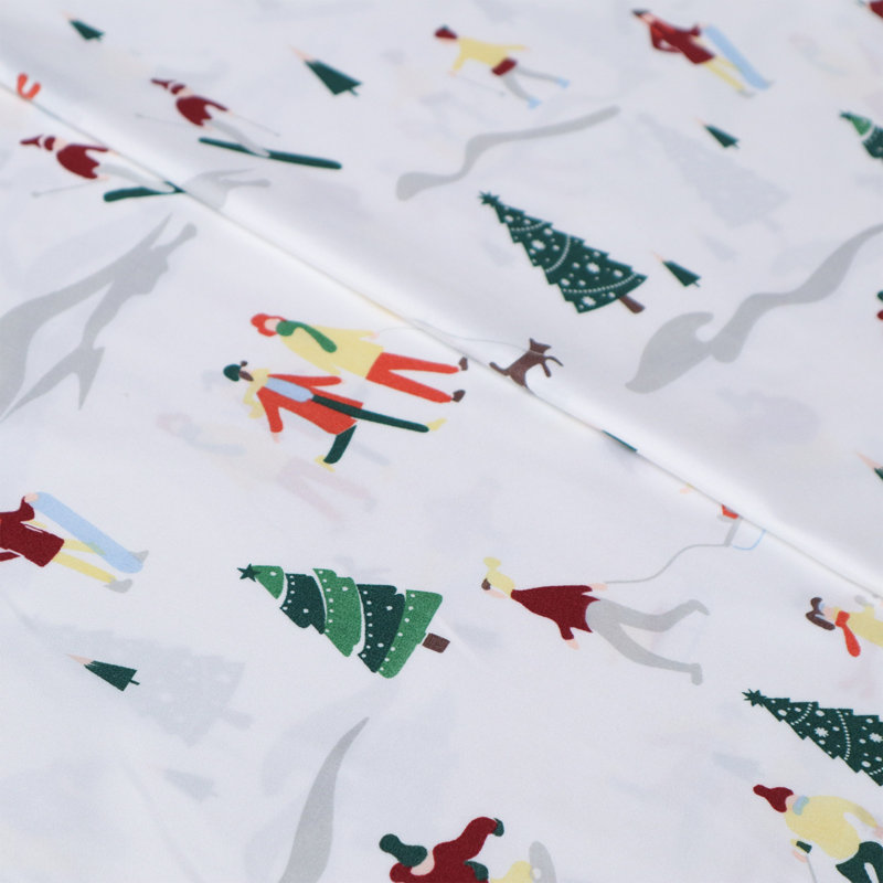 Ensemble de draps pour grand lit 4 pièces Gogreen, Ensemble de draps pour grand lit avec 2 taies d'or, Noël - G1-C