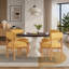 Chaises de salle à manger modernes en bois (ensemble de 2), chaises rembourrées en tissu de lin avec structure en bois massif et assise rembourrée-760085878