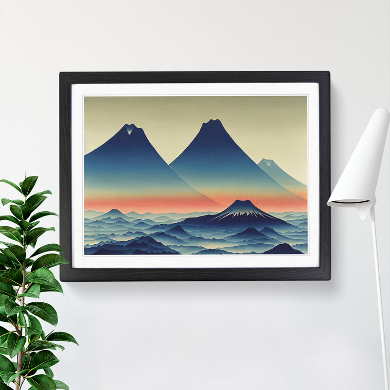 Pure Japanese Mountains - Single Picture Frame Print, Black, 25cm H x 34cm W x 2cm D