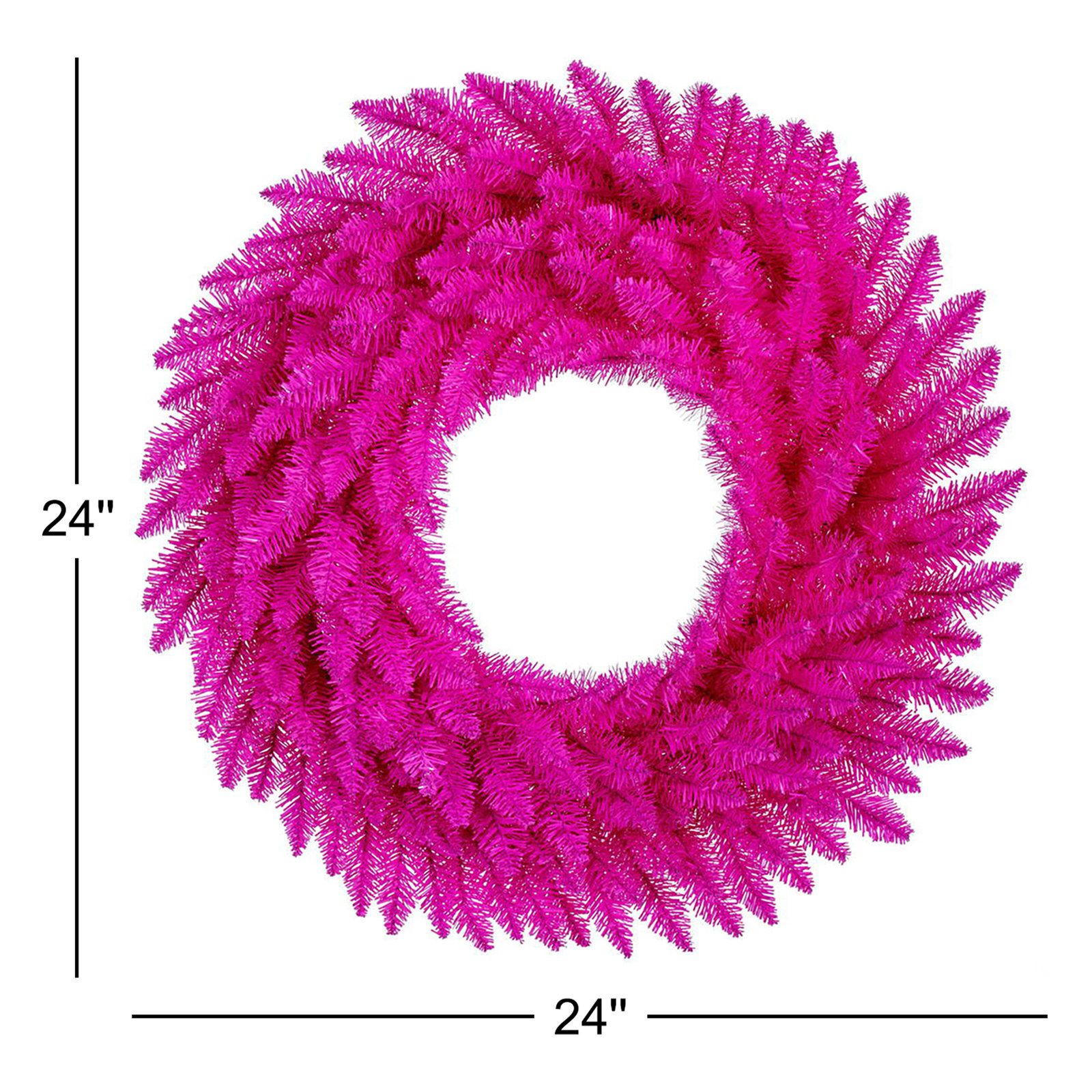 Pine Christmas Wreath, 24" H x 24" W x 24" D, Pink