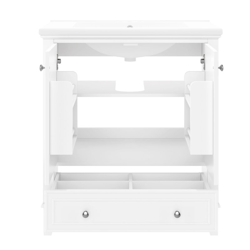 Meuble-lavabo 30 po avec lavabo et porte en céramique, Blanc