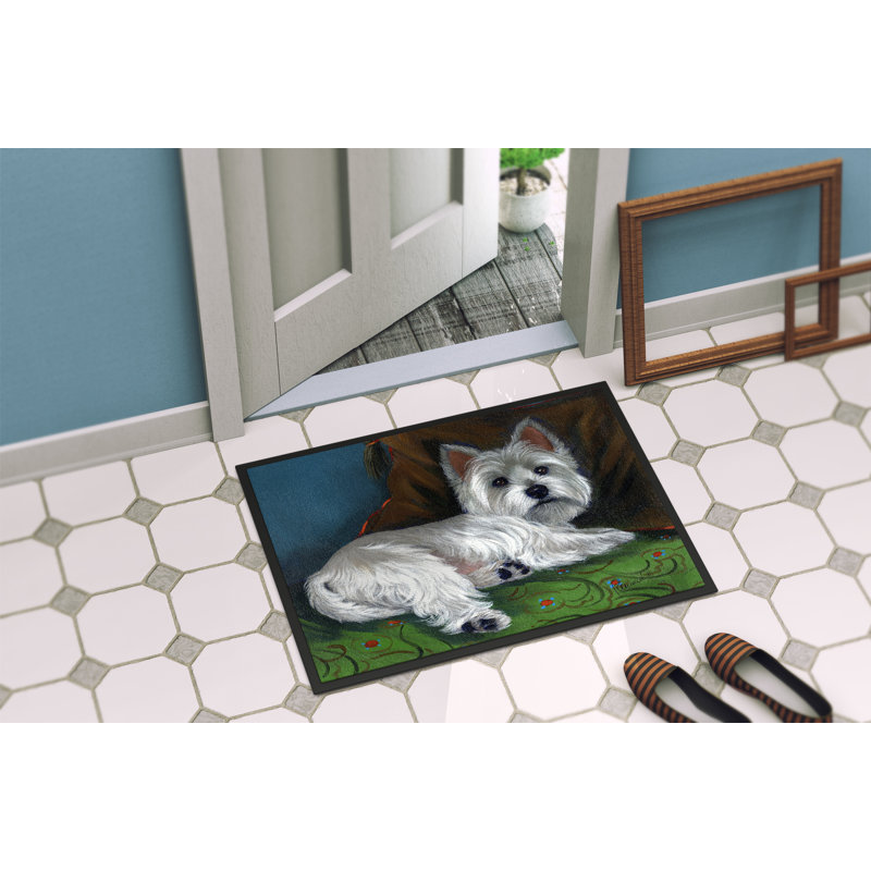 Tapis intérieur ou extérieur Westie A Winter's Night 24X36 PPP3276JMAT_Dog, Westie « Wake Up »