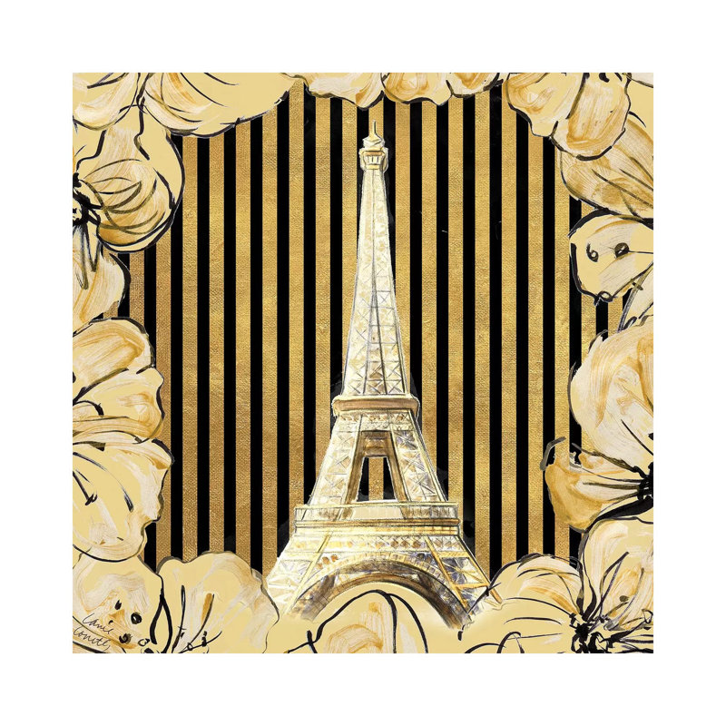 Golden Paris I by Lanie Loreth - Wrapped Canvas Painting, 66.04 cm H x 66.04 cm W x 3.175 cm D