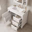 Meuble-lavabo de salle de bain avec comptoir en céramique, 3 tiroirs de rangement, tablette réglable et supports de porte-133444994