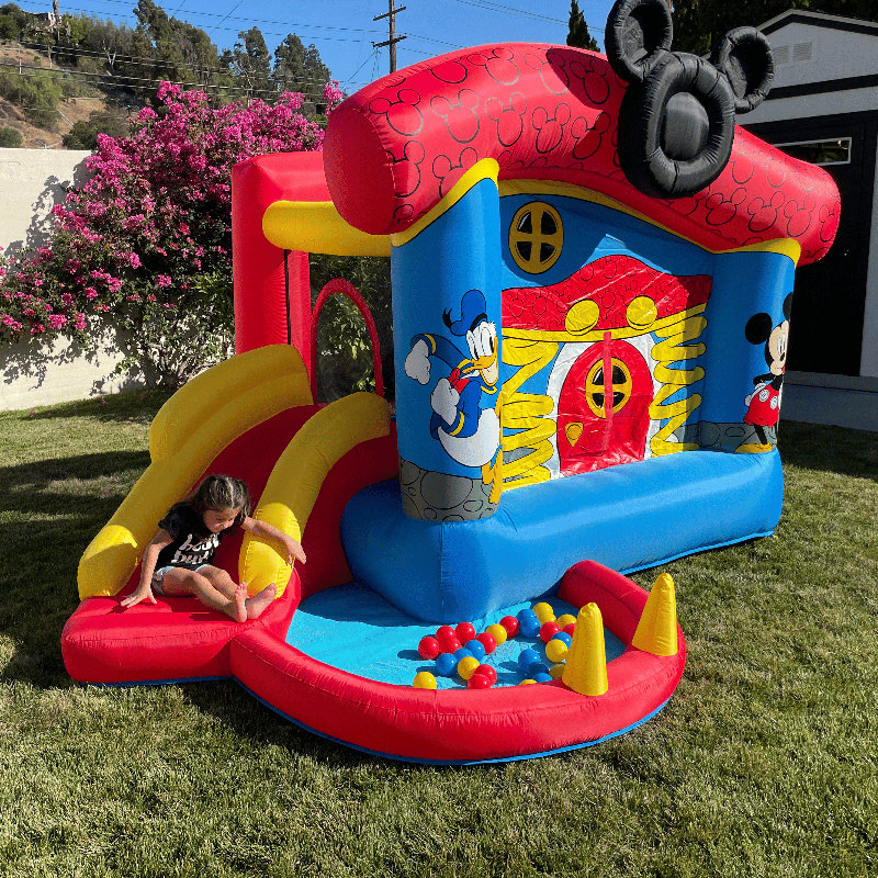 Disney Mickey Mouse Funhouse Inflatable Bounce House with Slide and Ball Pit