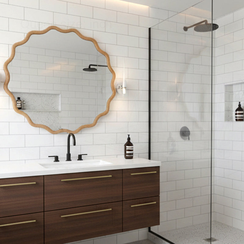Miroir décoratif rond 24 pouces, Bois naturel