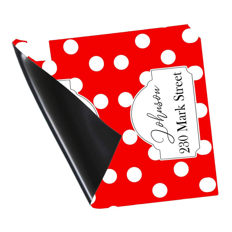 Couvre-boîte d'adresse personnalisée à pois, Rouge, Oui