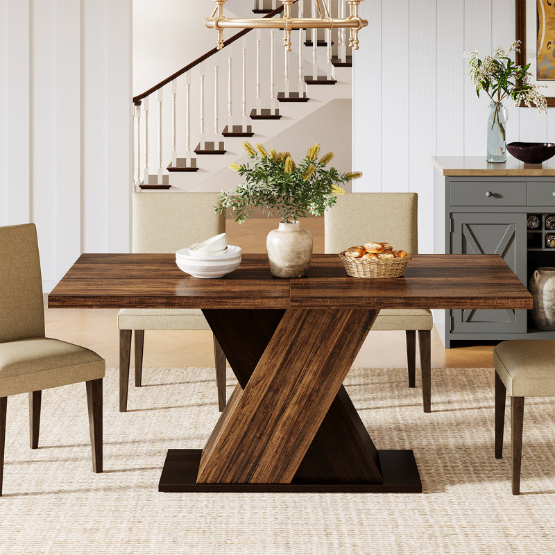 Wolbach 55-Inch Rectangle Dining Table for 4, Farmhouse Kitchen Table for Small Spaces, Walnut