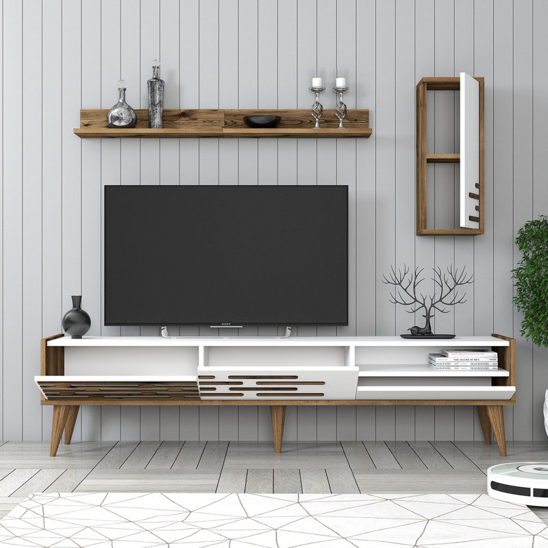 Keikei TV Stand, Cream/Brown