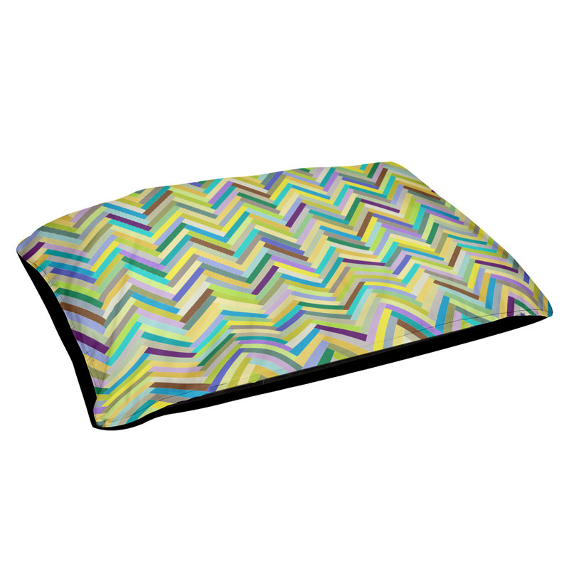 Coussin décoratif à chevrons, Petit (L 18 po x l 28 po), Vert/jaune, Utilisation intérieure seulement