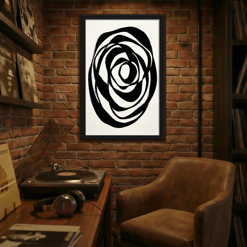 Abstract Abstract Spiral Black And White Pattern, 18" H x 12" W