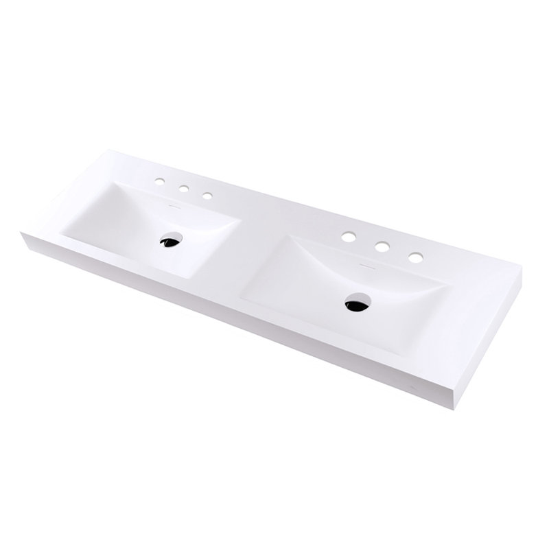Spring Vanity Top, Matte White, 3 Hole - 8" Centers