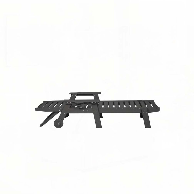 Outdoor Chaise Lounge Chair  with Side Table, Black