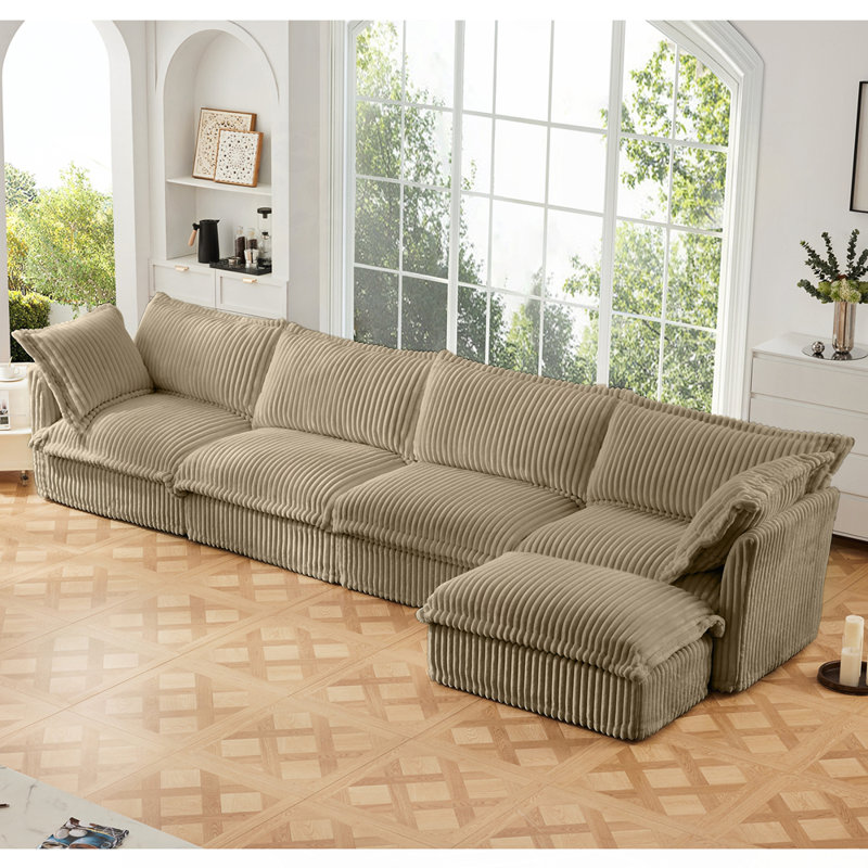 Canapé modulaire en velours côtelé avec configurations polyvalentes pour les espaces de vie, Chameau