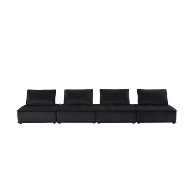 Modular Velvet Sofa with Tufted Seating