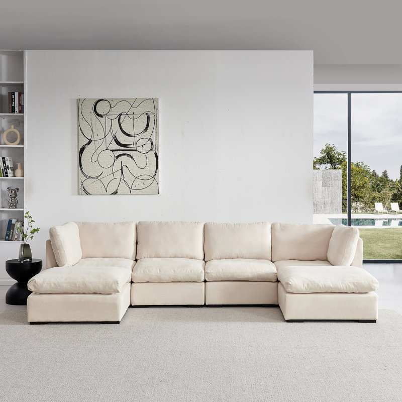 Joani Modular Sofa Chaise, Beige 100% Polyester