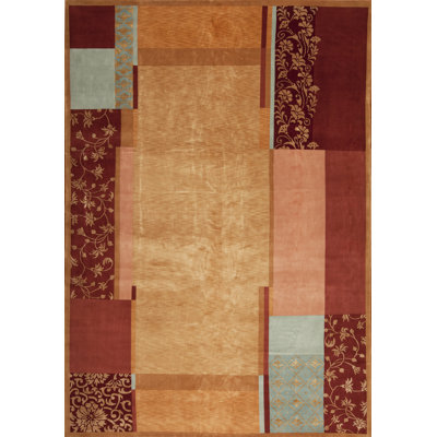 Presidential Floral Hand-Knotted Brown/Red/Teal Area Rug