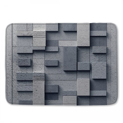 Geometric Gray Blocks Bath Mat