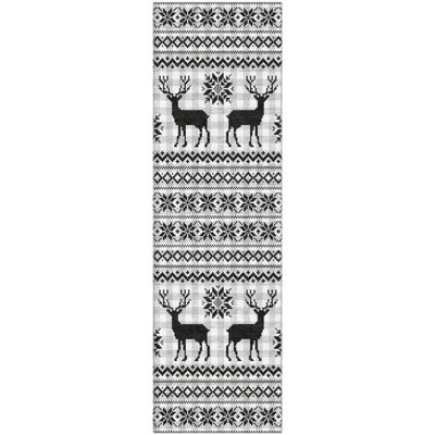 Premium Machine Washable Dockside AMF1820 Reindeers and Snowflakes Rug