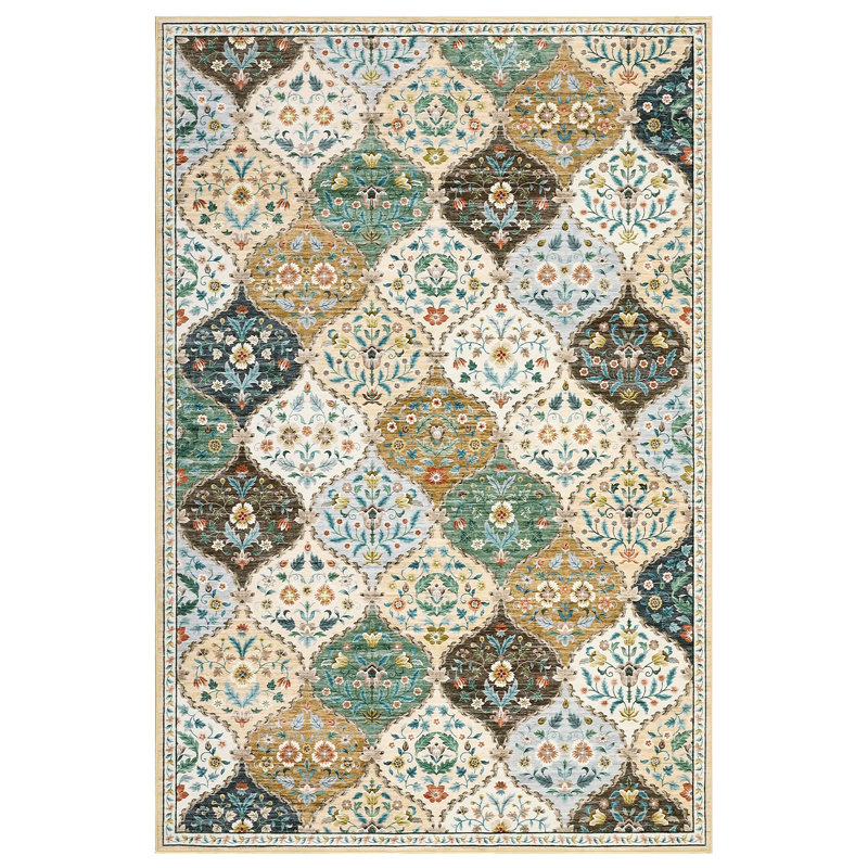 Rectangle Abstract Washable Area Rug, Beige, Rectangle 160 x 230 cm