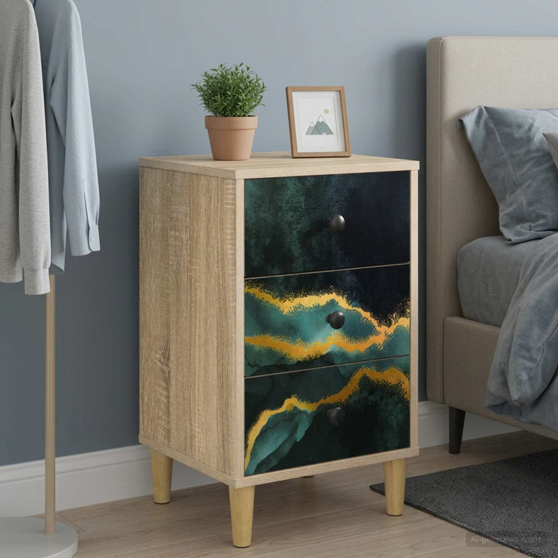 36cm W Engineered Wood Bedside Table