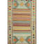 Tapis oriental rayé en laine Kilim 6 x 8