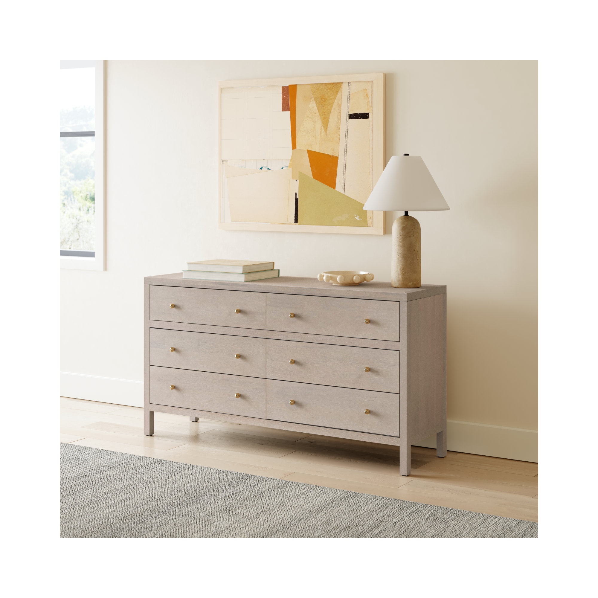 Celine 6-Drawer Dresser, Antique Taupe